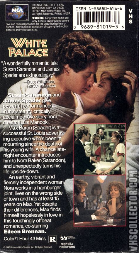 White palace movie. White Palace: Directed by Luis Mandoki. With Susan Sarandon, James Spader, Jason Alexander, Kathy Bates. Lust turns to love for a 40-ish working-class woman and a 20-ish yuppie adman with little in common. 
