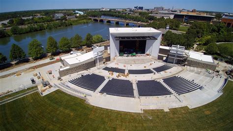  Promenade Amphitheater. The Promenade Amphitheater is located west of the White River and is complete with terraced stonework to create your own seating. This space provides beautiful views of the White River and the Indianapolis skyline for up to 500 people. . 