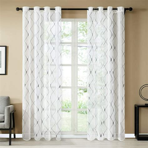 OVZME White Sheer Curtains 84 Inch Length 4 Panels, Semi Transparent Voile Rod Pocket Sheer Window Drapes for Bedroom Bed Canopy Living Room Dining Wedding .... 