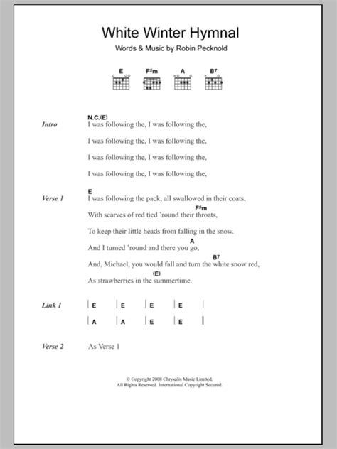 White winter hymnal lyrics. Things To Know About White winter hymnal lyrics. 