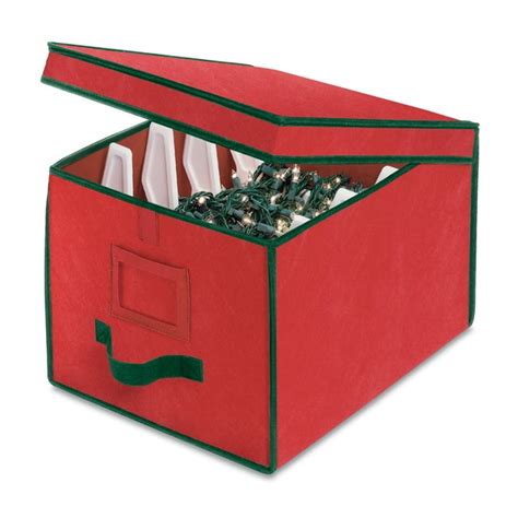 Whitmor Christmas Light Box Organizer Red with Green Trim