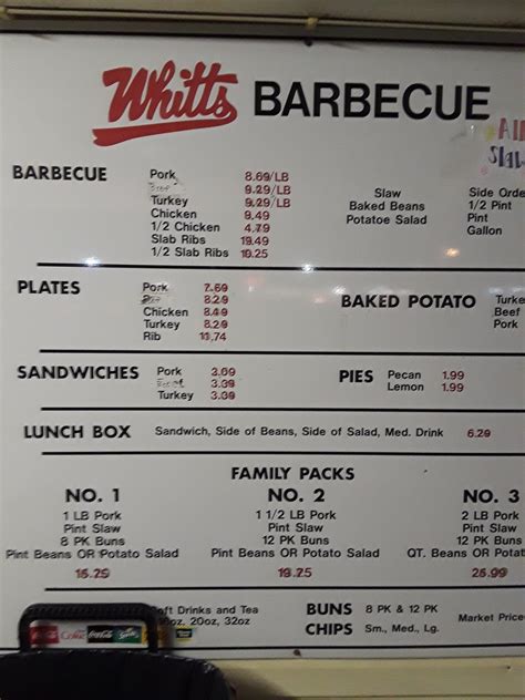 Latest reviews, photos and 👍🏾ratings for Whitt's Barbecue at 105 Sulphur Springs Rd in Murfreesboro - view the menu, ⏰hours, ☎️phone number, ☝address and map.