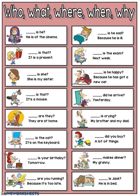Who What When Where And Why Worksheet For 1st Grade Free Printable