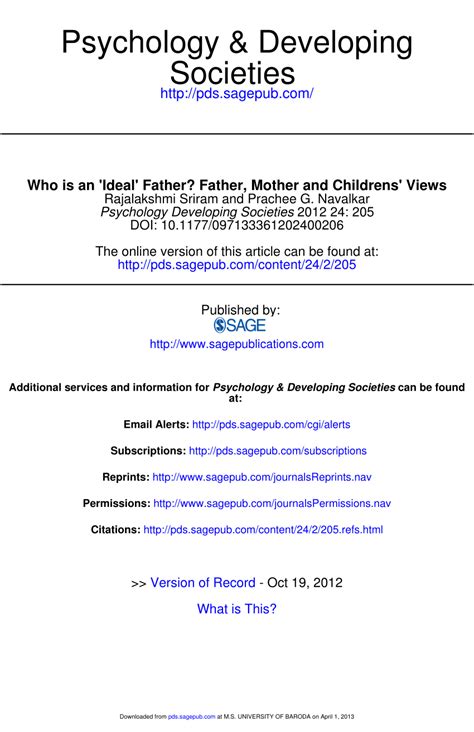 Who is an ‘Ideal’ Father? Father, Mother and Childrens’ Views