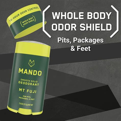 Mando is the first whole body deodorant of its kind for men. It doesn't mask body odor with strong fragrances, but instead stops odor from happening in the first place. Whether you are concerned about odor in your underarms, your undercarriage, it all starts with bacteria. Your sweat itself doesn't stink. Body odor happens when bacteria ...