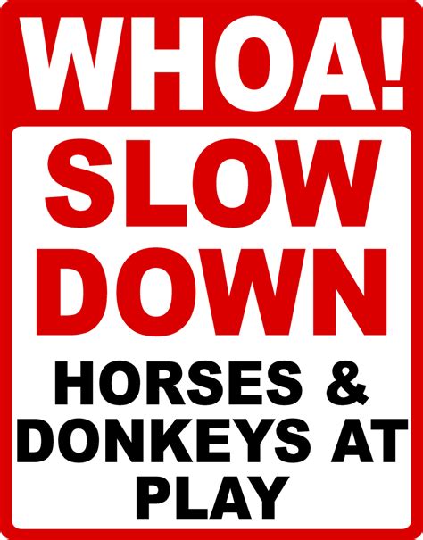 Whoa Slow Down Horses & Cats at Play Sign – Signs by …