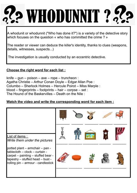Whodunnit Worksheet