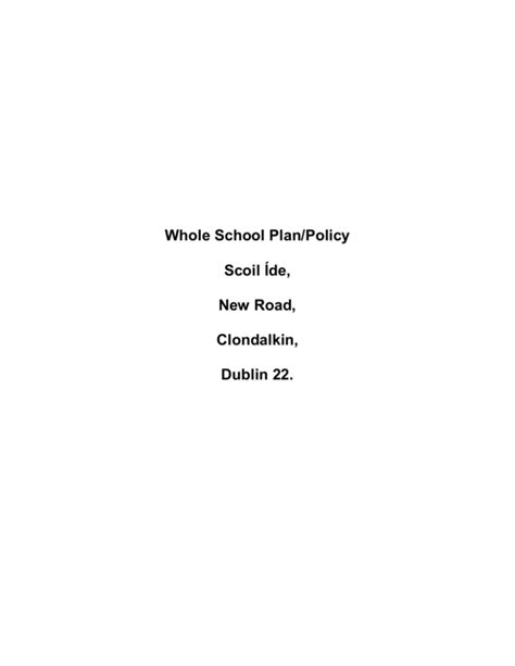 Whole School Plan For - Presentation Primary School