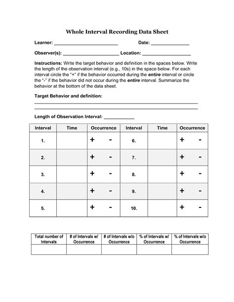 Whole interval recording data sheet. Things To Know About Whole interval recording data sheet. 