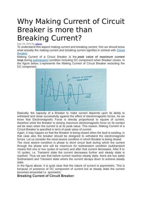 Why Making Current of Circuit Breaker is more than Breaking …