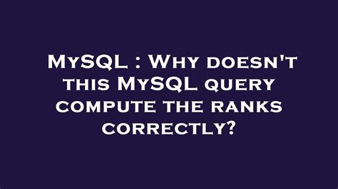 Why Mysql doesn