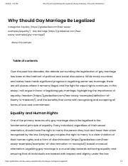 Why Should Gay Marriage Be Legalized
