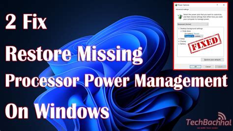 Why am I missing the processor power management under my …