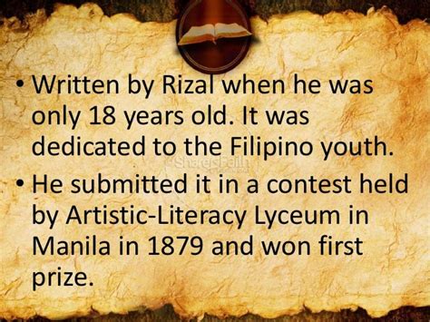 Why did Rizal wrote the pathetic poem to my muse?