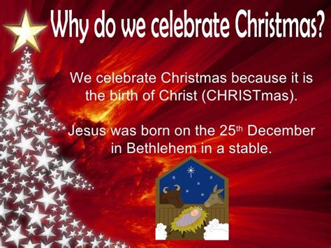 Why do we celebrate christmas. Dec 6, 2022 · December 25, Christ born in Bethlehem, Judea. This day, December 25, 336, is the first recorded celebration of Christmas. For the first three hundred years of the church's existence, birthdays were not given much emphasis - not even the birth of Christ. The day on which a saint died was considered more significant than his or her birth, as it ... 