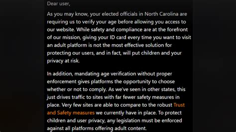 Why did e621 pull out of North Carolina? In September 2023, the Pornography Age Verification Enforcement Act was signed into state law after passing through North Carolina’s.... 