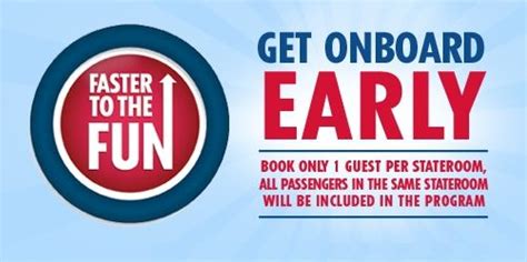 Oct 15, 2023 · Carnival Cruise Line announced Faster to the Fun is open for booking on 2024 cruises. Faster to the Fun is a program that allows stateroom to purchase extra benefits (more info on benefits below). This post will look at the 2024 Faster to the Fun price and benefits the program comes with.