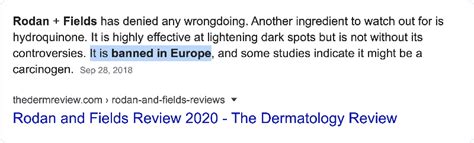 Why is rodan and fields banned in europe