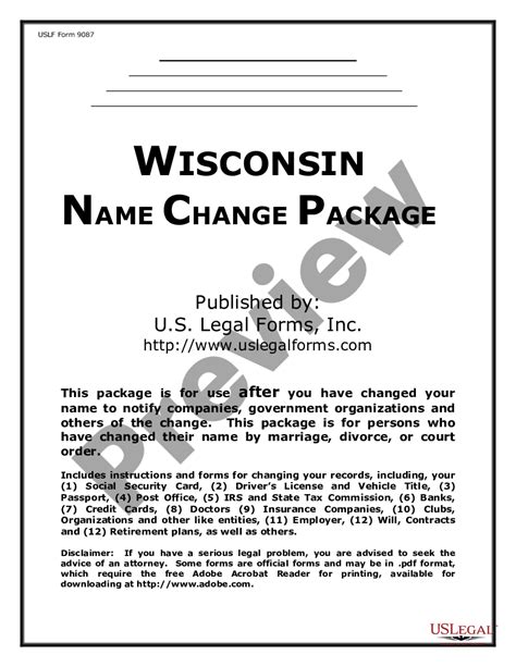 Wi Name Change Forms US Legal Forms