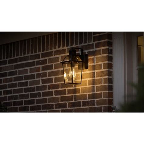 Wi-Fi Connected Black Wired Voice Activated Motion Sensing Outdoor Sconce