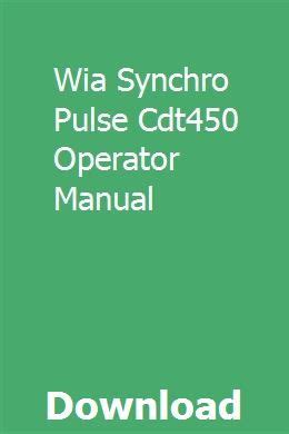 Wia synchro pulse cdt450 operator manual. - Yamaha tdm850 2000 http mymanuals com.