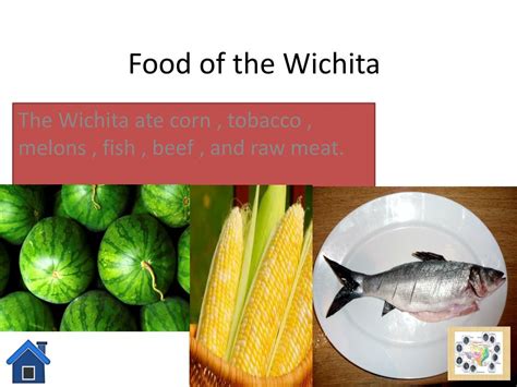 Wichita tribe food. The Wichitas were farming people. Wichita women worked together to raise crops of corn, beans, squash and pumpkins. Men hunted deer and small game and took part in seasonal buffalo hunts. The Wichitas also collected fruits and nuts to eat. Here is a website with more information about American Indian food . 