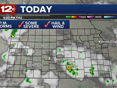 WICHITA, Kan. (KWCH) - Meteorologist Peyton Sanders says that showers and storms are likely tonight and throughout the day on Monday as some storms could turn severe by the afternoon. Showers and .... 