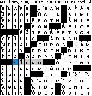 Find the latest crossword clues from New York Times Crosswords, LA Times Crosswords and many more. ... WICKER: Weaver's willow 94% 5 OSIER: Weaver's willow 3% 6 ALIENS: Weaver's work? 3% 3 DWI: Weaver's offense, perhaps: Abbr. 3% 5 TWEED .... 