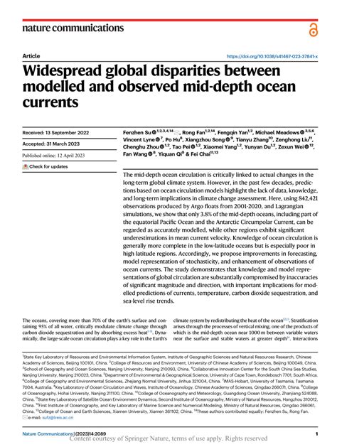 Widespread global disparities between modelled and observed mid-depth ...