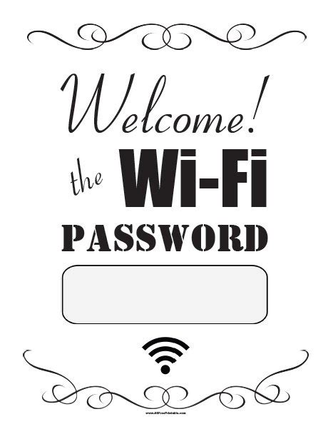 Wifi Password Sign Printable Free