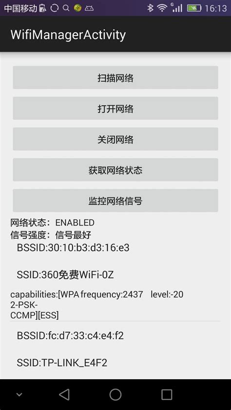 Wifimanager android example.  Oct 14, 2010 · Does this differ from wifiManager.  The s...