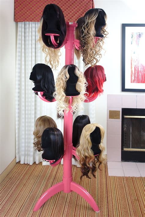 Stands For Long Wigs. Tall Wig Head Stands. Hot Pink. 2 Pack