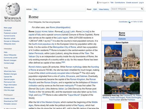 Wikipedia when in rome