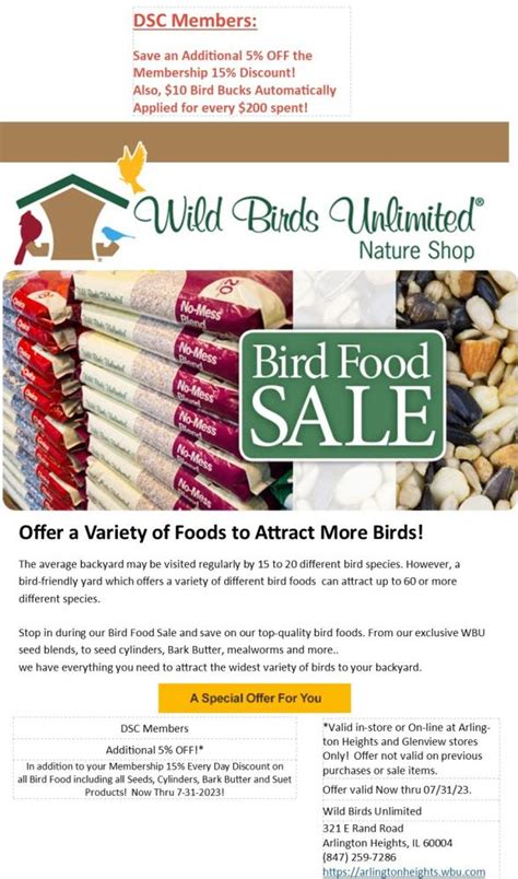 Wild birds unlimited glenview il. At Wild Birds Unlimited, we are trained to show you how to turn your yard into a birdfeeding habitat that not only brings song, color and life to your home, but also benefits the wild birds and the environment in your area. ... Lisle, IL 60532 (630) 968-6332. Store Map & Hours Shop Online. Your Local Backyard Bird Feeding Experts. Menu Lisle ... 