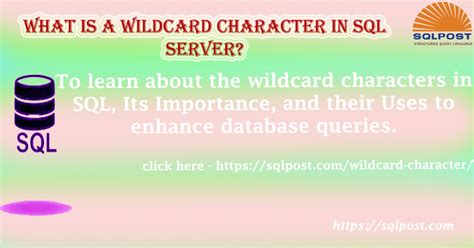 Wildcard characters in sql.  These special characters can significantly enhance your ability B...