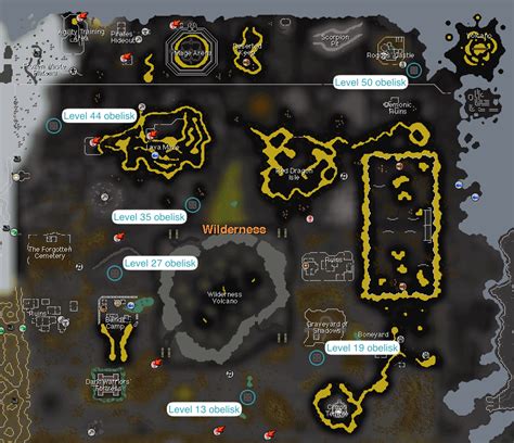If you have completed desert treasure, The fastest way to get here is by using a Dareeyak teleport and running north east. You can also use the Lodestone Network teleport (Wilderness Volcano) and, if you have unlocked the ability, use the obelisk nearby to teleport to level 27 wilderness obelisk.. Warning: This is the Wilderness. You can be attacked and potentially killed by other players here.. 