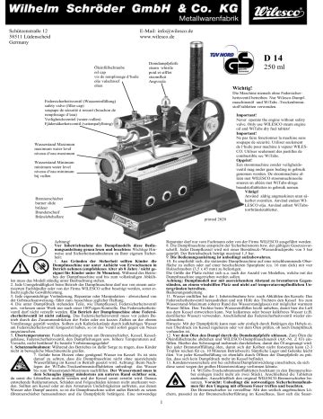 Wilesco D 14 Handbuch Manualzz