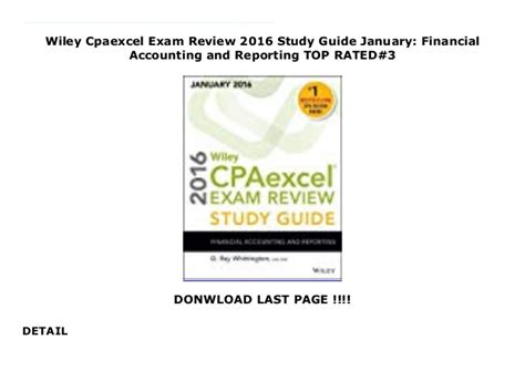 Wiley cpaexcel exam review 2016 study guide january financial accounting and reporting. - The door in the wall study guide.