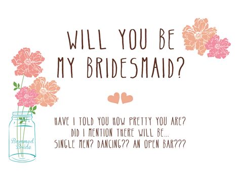 Will You Be My Bridesmaid Free Printable Template