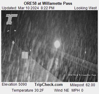 Willamette pass road cam. Klamath County: ORE58 at Willamette Pass; Coconino County › East: I-40 EB 154.19; Coconino County: SR-89A 579.50 @Jacob Lake Visitor Center; Monte D'Oro › North: BHM-CAM--A; Matanuska-Susitna: Glenn Highway @ MP 106; unknown › West: SSP just East of Exit 30 - Broadway; Genoa: I-75 @ MM 444.5; Unorganized Borough: Alaska Highway @ Canadian ... 
