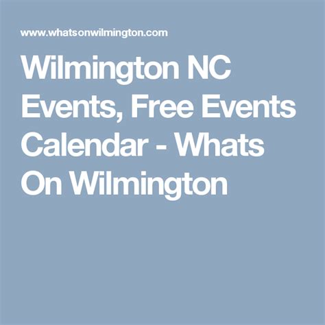 Wilmington Nc Event Calendar