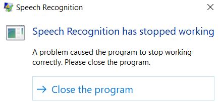 Win 10 Speech Recognition has Stopped Working