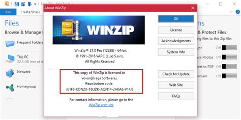 WinZip for free key