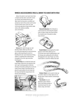 Winch rigging techniques.  These accessories include: Gloves Shackles Snatch ...