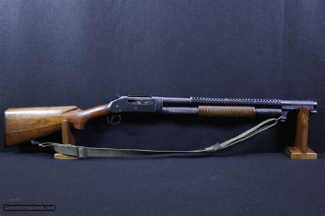 The Model 1897 was an evolution of the Winchester Model 1893 designed by John Browning. From 1897 until 1957, over one million of these shotguns were produced. The Model 1897 was offered in numerous barrel lengths and grades, chambered in 12 and 16 gauge, and as a solid frame or takedown. 