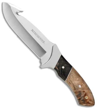 Winchester Large Fixed Gut Hook Knife Burl Wood - Blade HQ