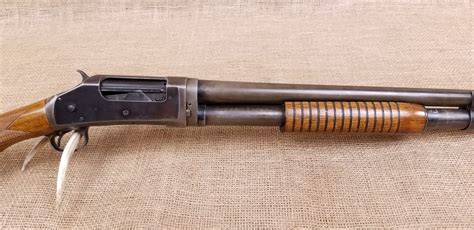 The Model 1897 was an evolution of the Winchester Model 1893 designed by John Browning. From 1897 until 1957, over one million of these shotguns were produced. The Model 1897 was offered in numerous barrel lengths and grades, chambered in 12 and 16 gauge, and as a solid frame or takedown. . 