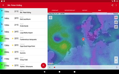 Windfinder specializes in wind, waves, tides and weat