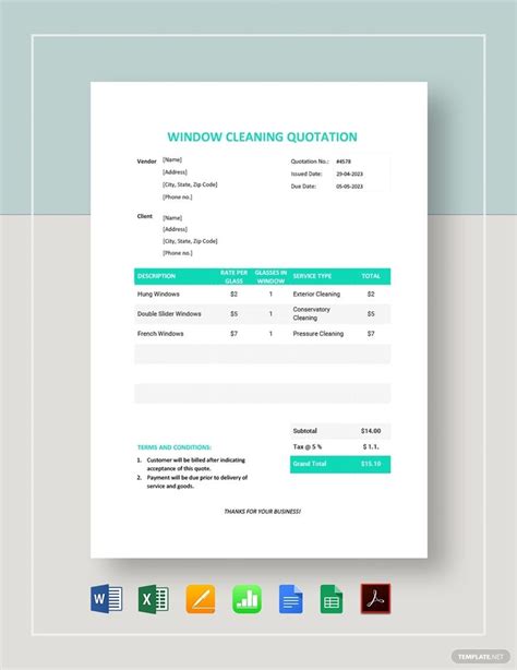 Window Cleaning Quotation Template Download in Word, Google Docs
