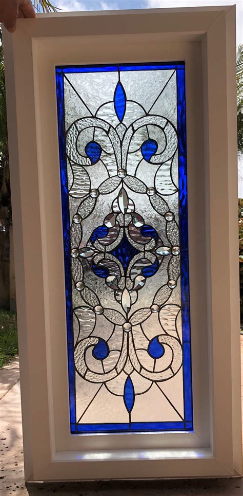 Window Decor Glass W/metal Frame Etched Design of Iris Sun